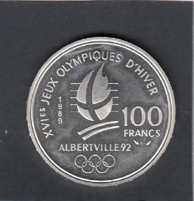 Beschrijving: 100 Francs  W-OLYMPIC 92 ICE SKATING